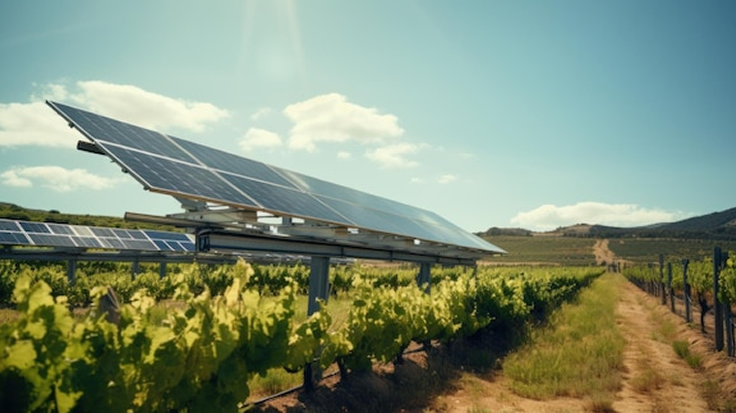 Solar panel in vineyard
